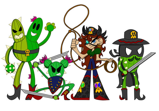 The Bandit Queen and her Cacti Bandit Henchmen