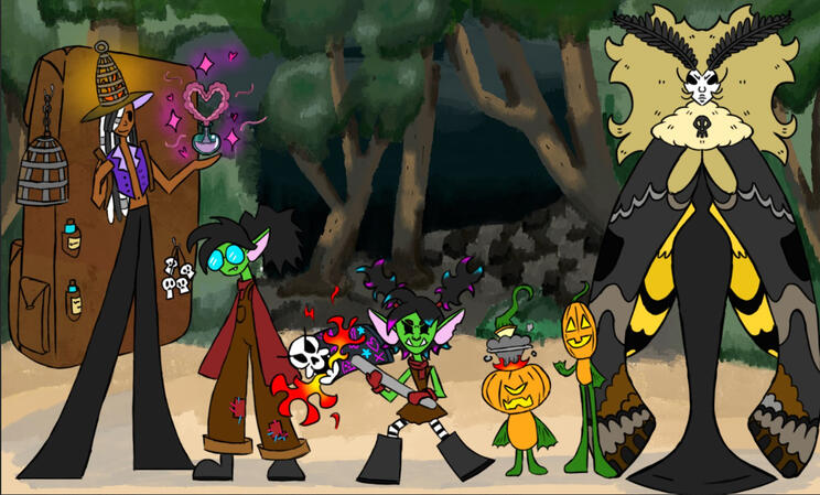 Main Character lineup for an adventure based video game